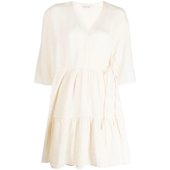 Rhode Magdalena Plissé Wraparound Minidress In Nurtural NWOT Sz:Small Ret$386. - Picture 6 of 10